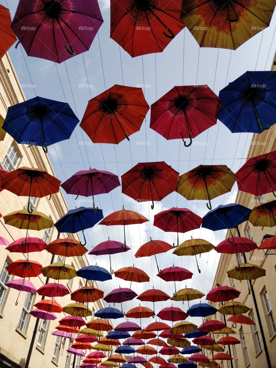 Umbrella street art in Bath, UK
