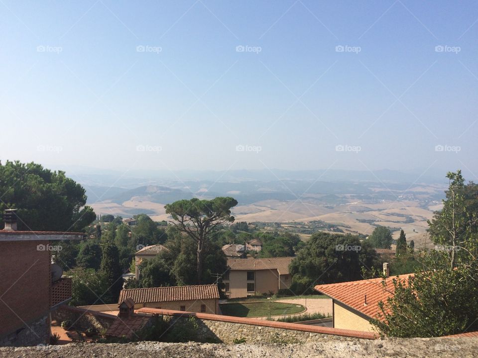 Overlooking the Tuscan hills in Volterra, Italy 