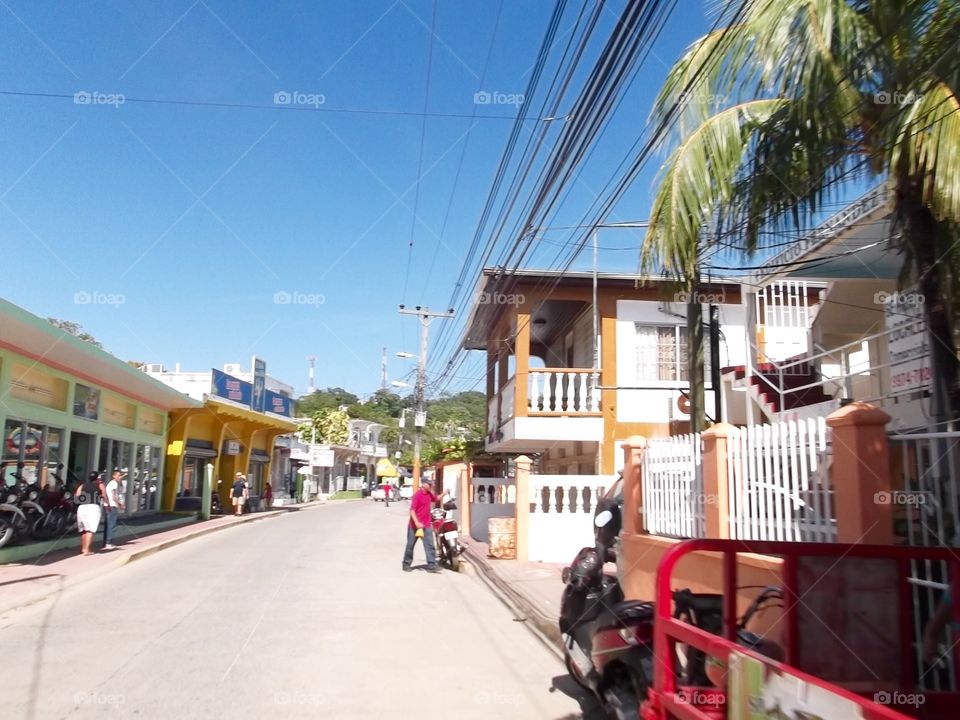 Photo from moving car traveling in Roatan, Honduras