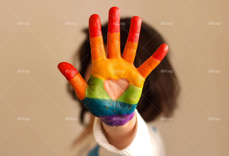 Love is love, colorful hand