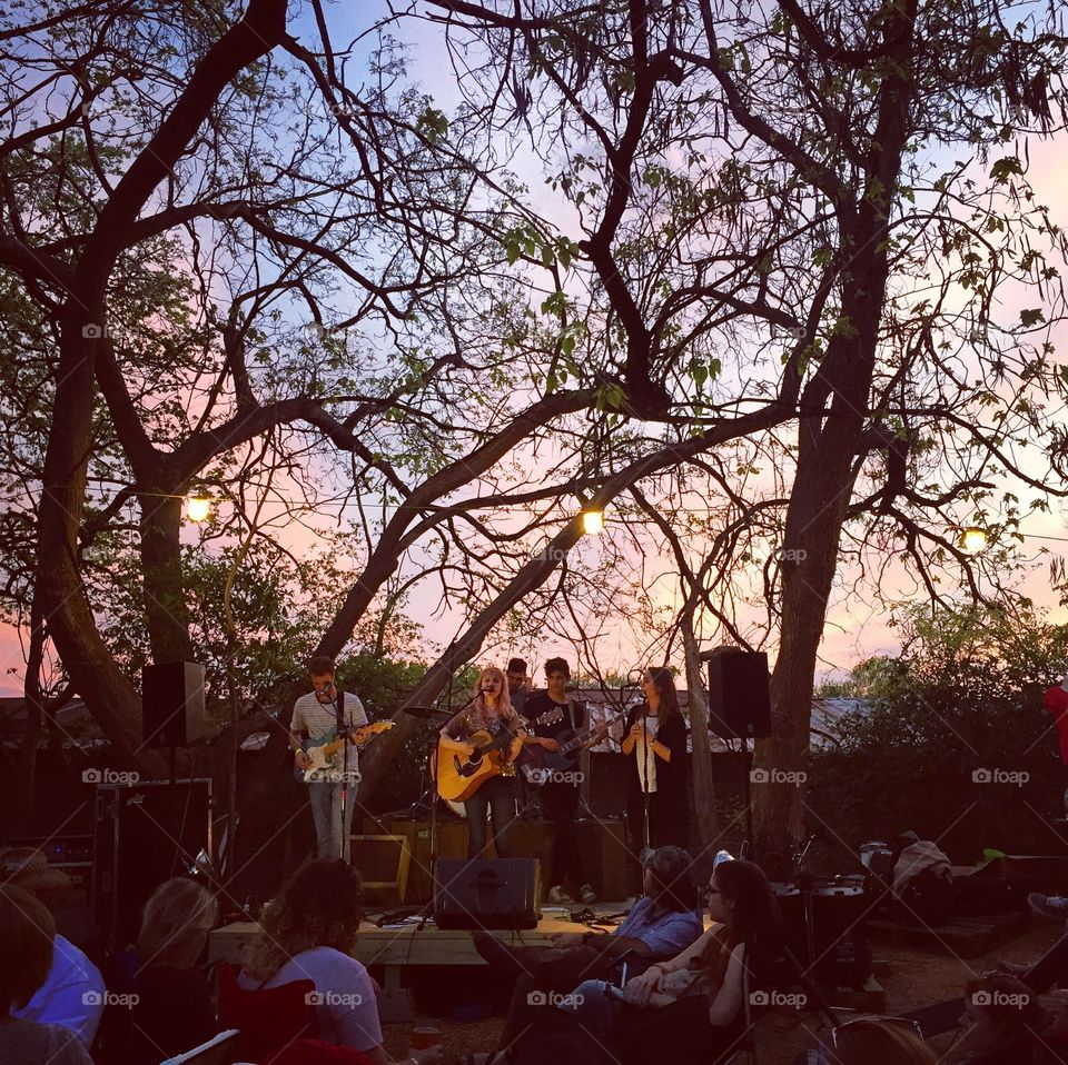Texas sunset music performance