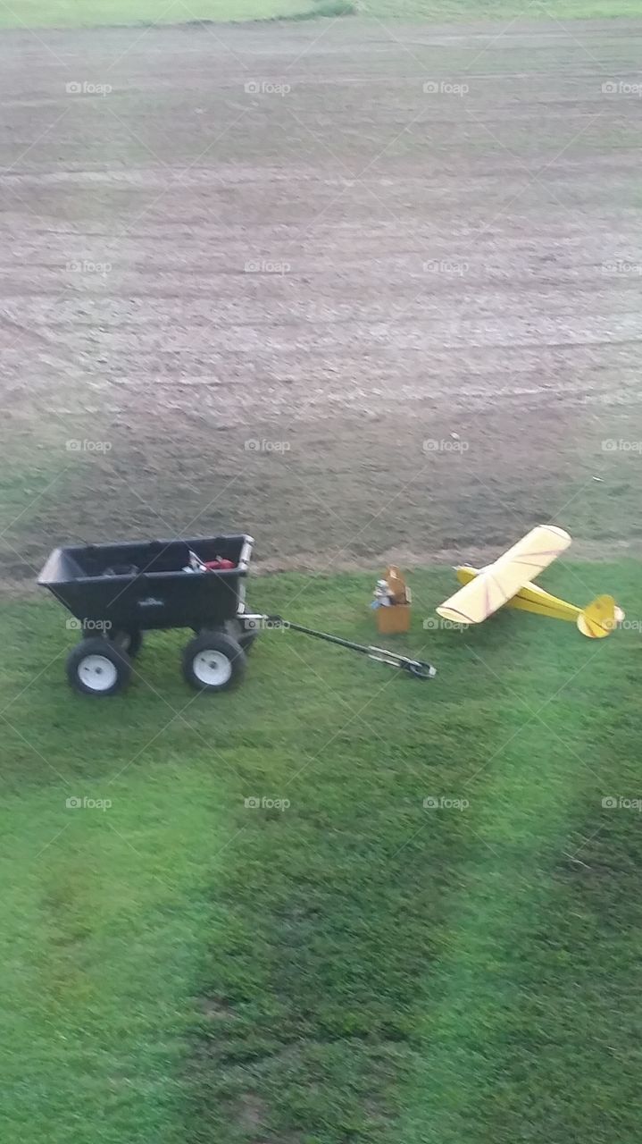 Remote control airplane. My Hubby flying his models