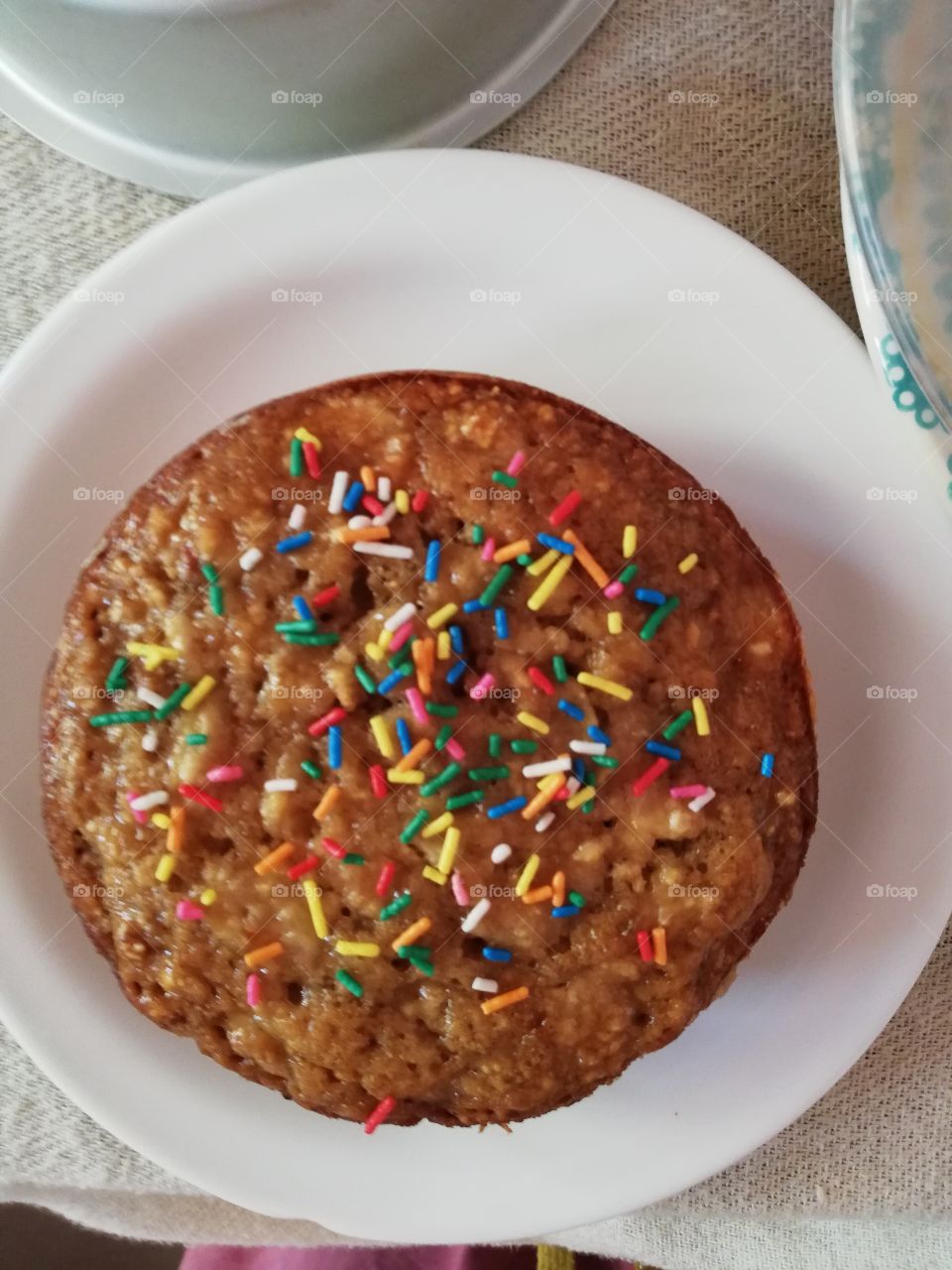 Corn flour cake with sugar sticks 