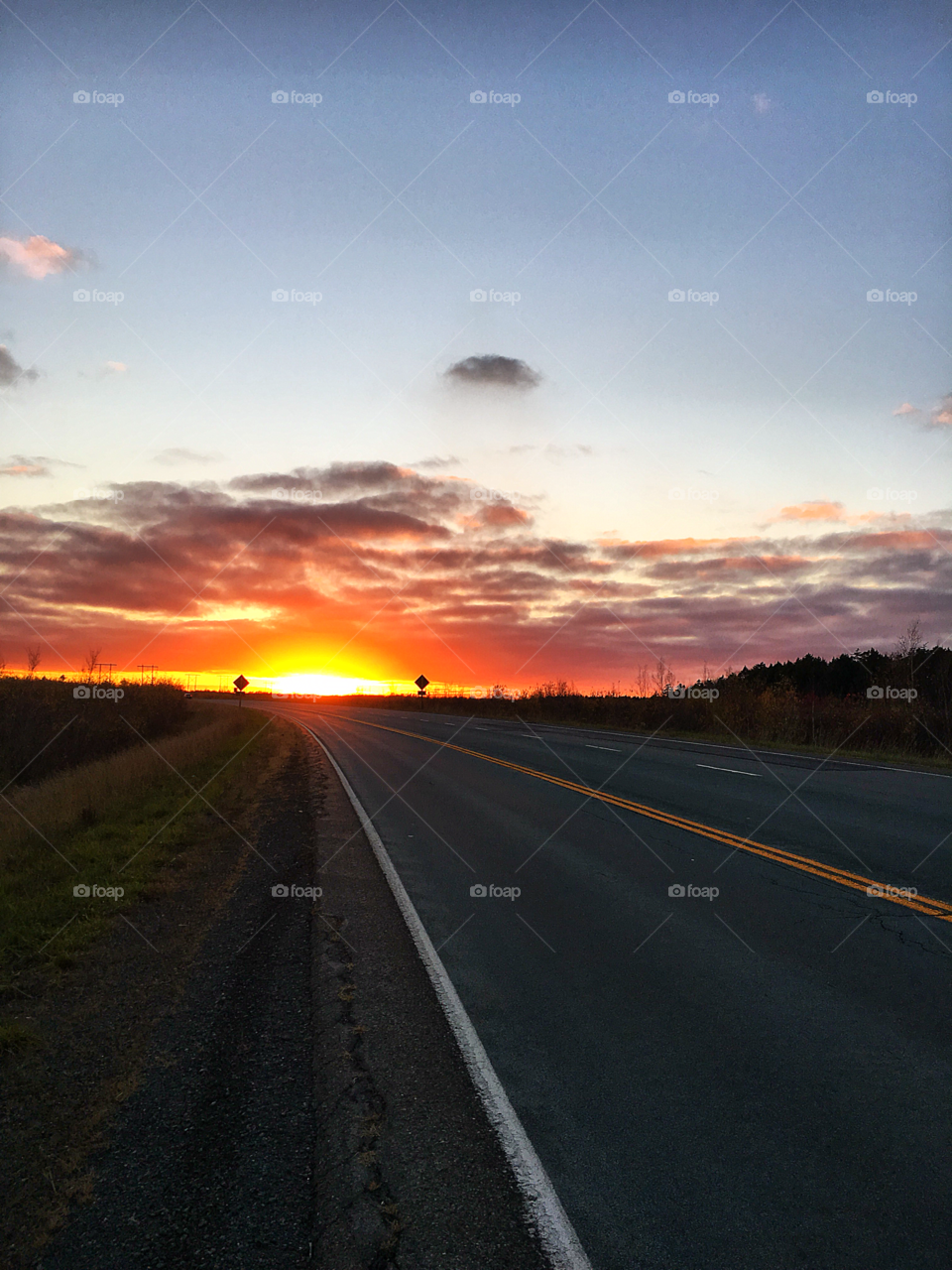 Sunset on the road