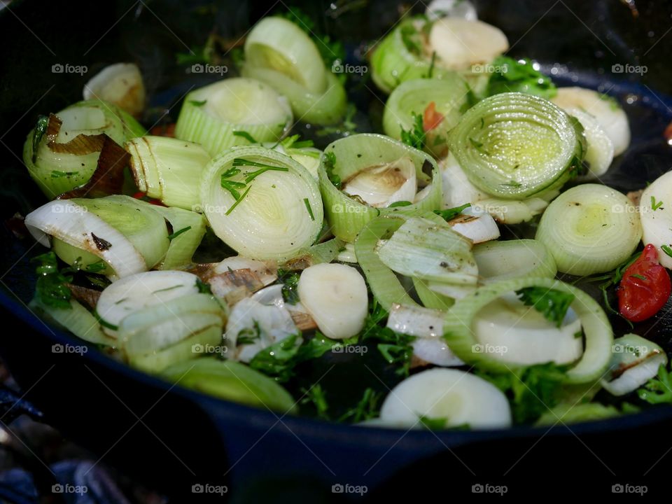 Leeks vegan cooking
