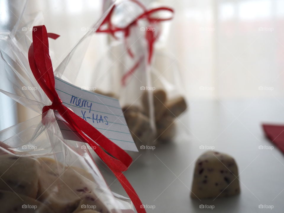 self-made pralines, lovely packed for Christmas