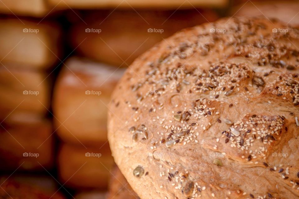Fresh homemade bread close-up.