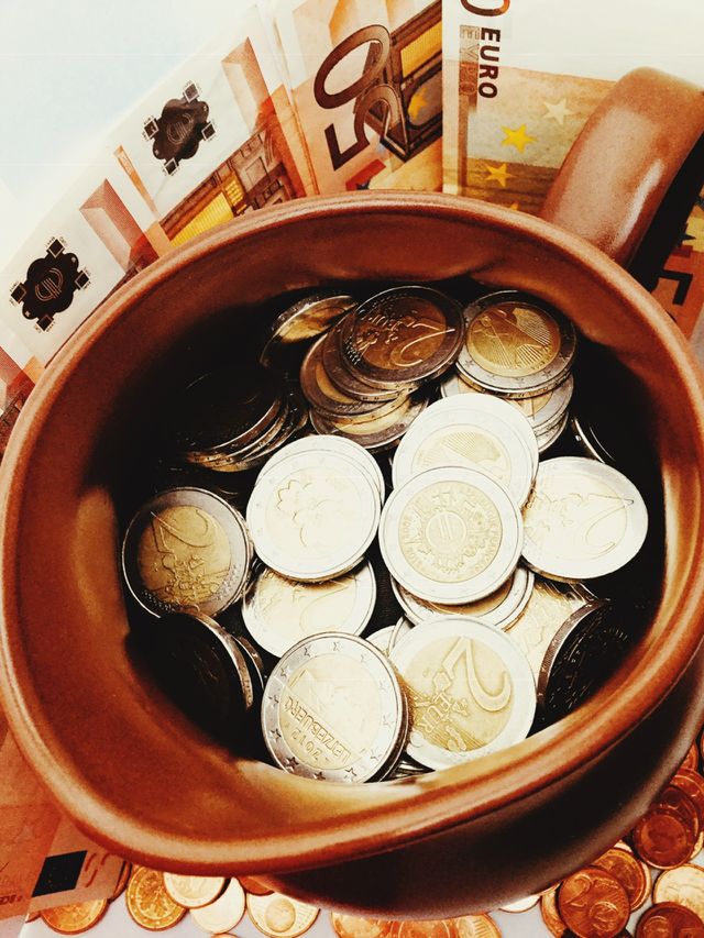 Jug Ceramics Coins Money 