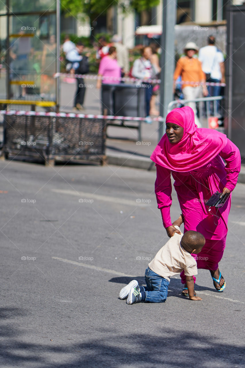 Mother, Son and mobile phone 