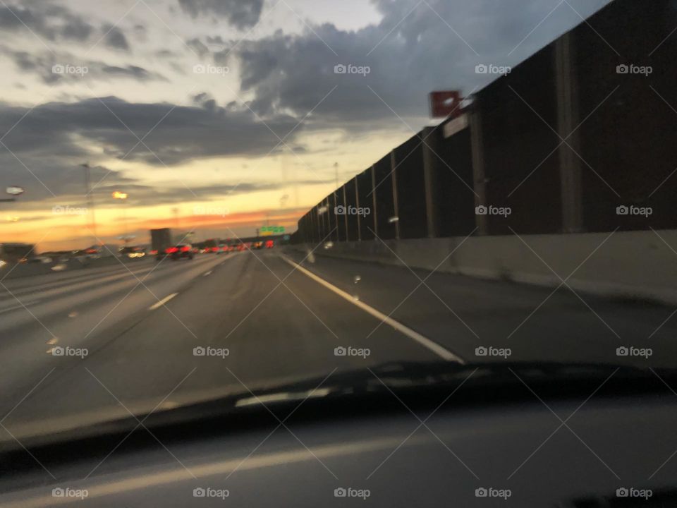 Driving home watching a beautiful sunset! 