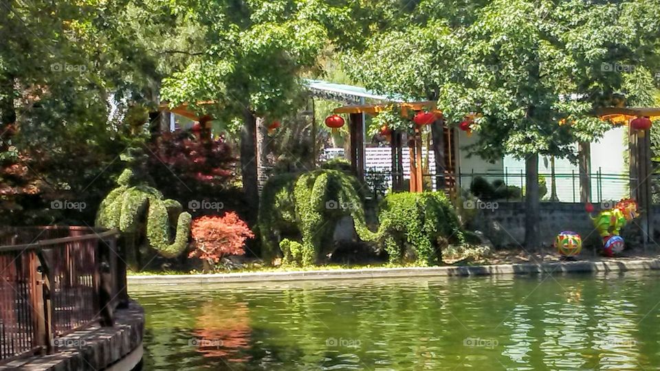 Garden, Lake, Sculpture, Day, Fun, Water, Summer, Color, Boat