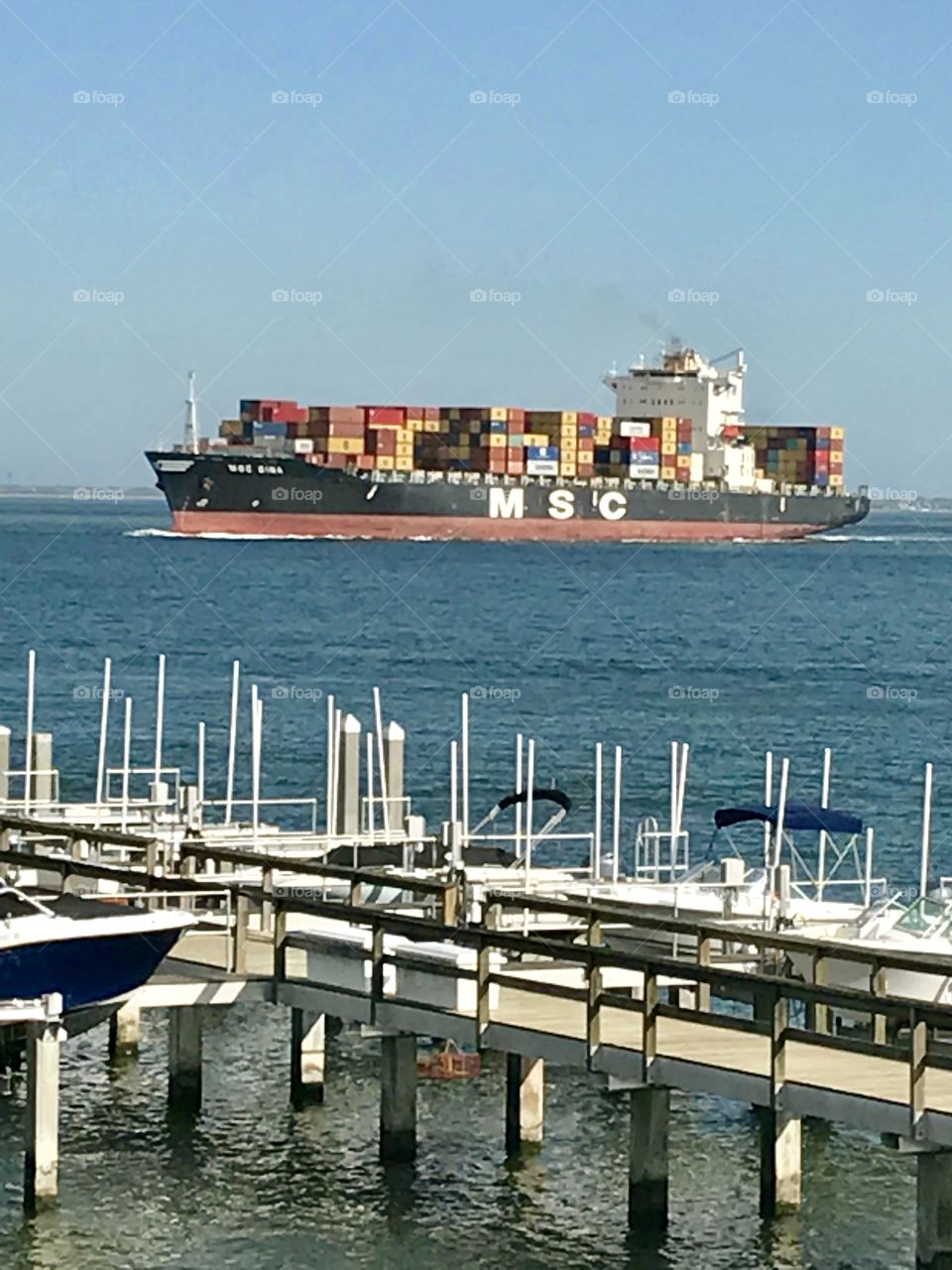 Container ship headed into Charleston Harbor