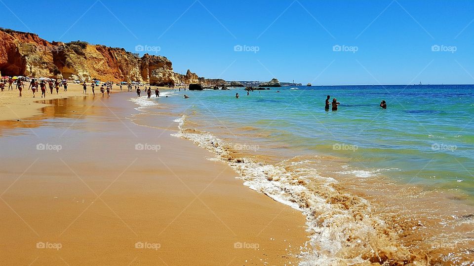 One of the most popular beaches in Portimão, Algarve, Portugal