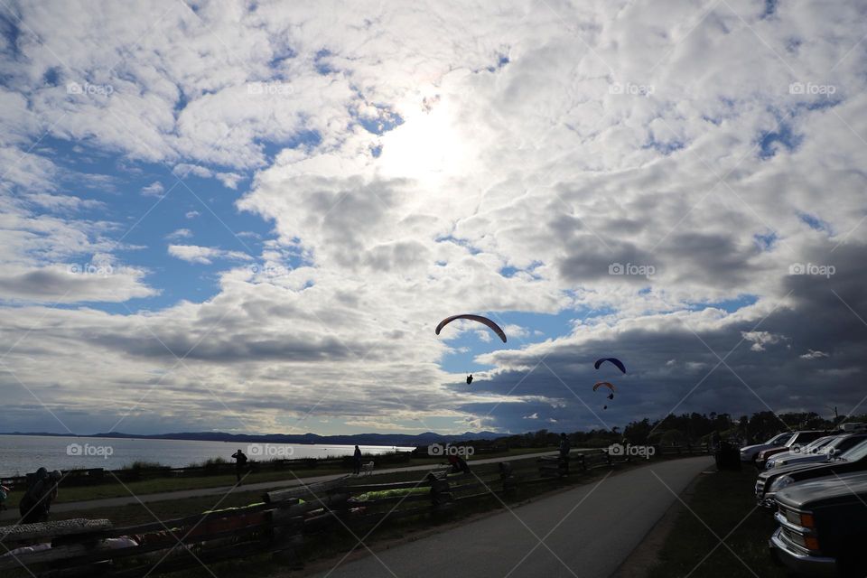 Paragliding on a light wind