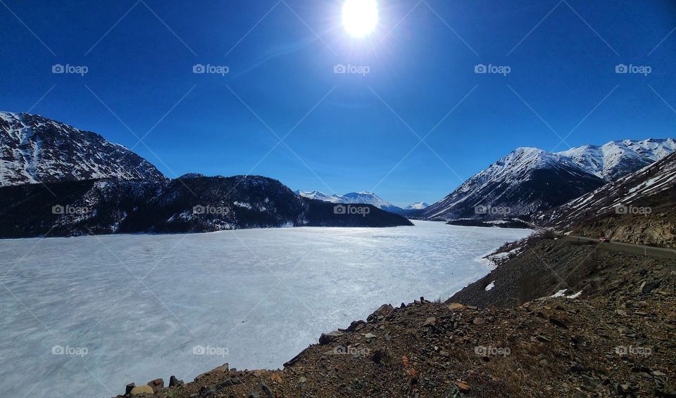 Sun shining down melting the ice