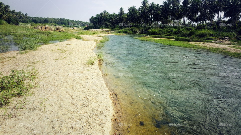 the beautiful river and sand in my village