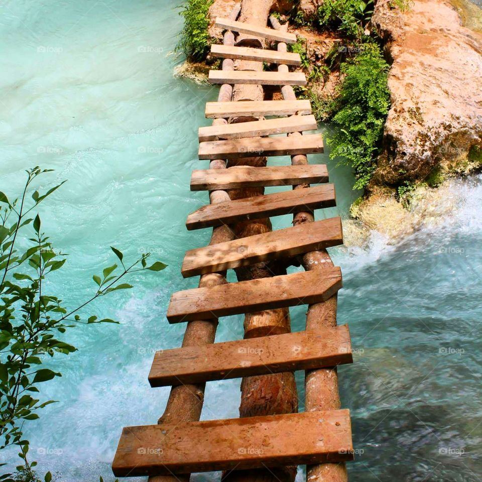 Creek Crossing . Hiking through Havasu Creek in the bottom of the Grand Canyon