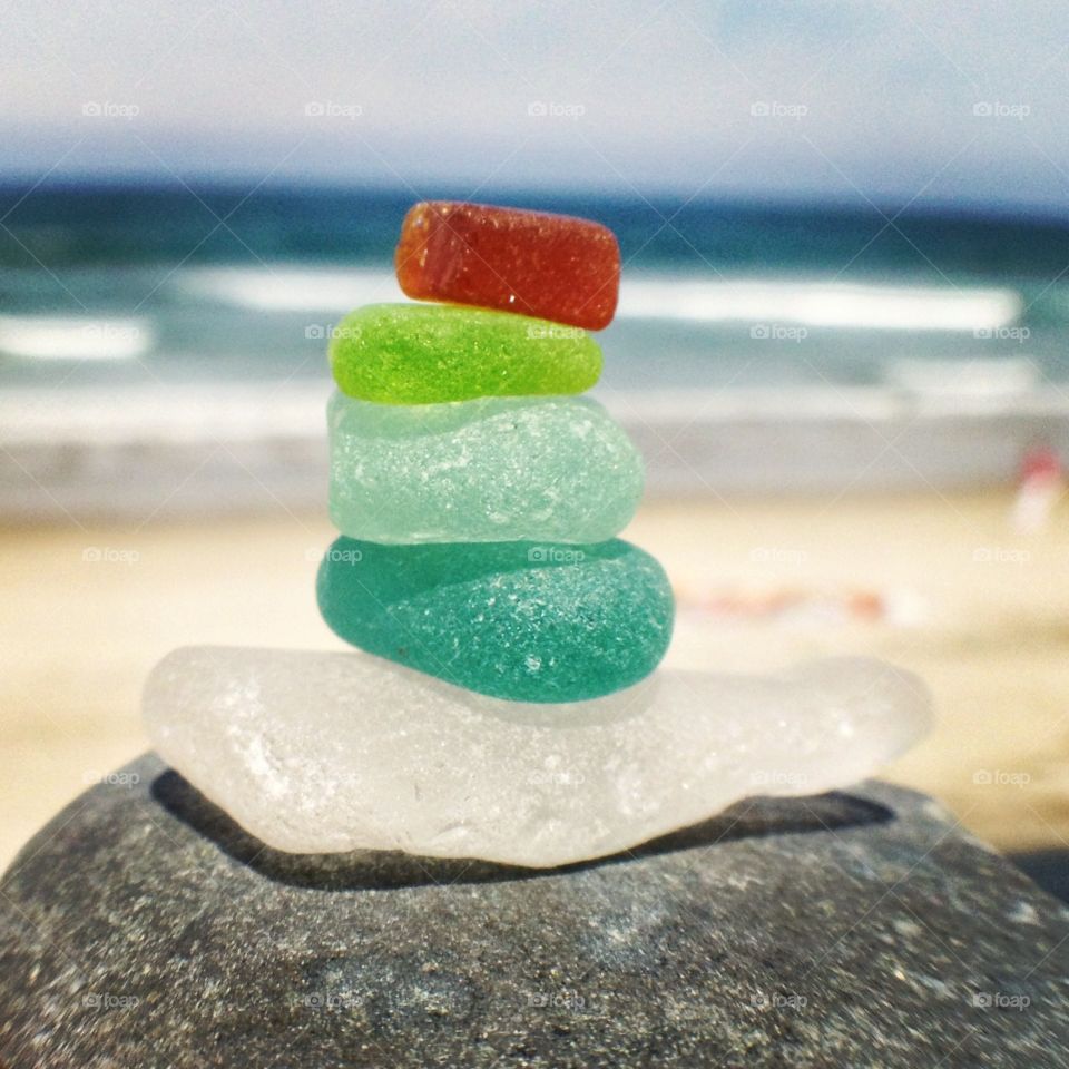 Balanced beach glass