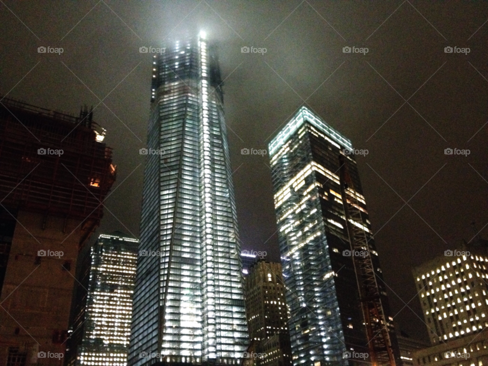 new york world trade center city lights low clouds by bmrslc