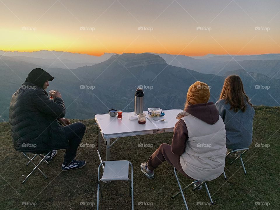 tea overlooking the mountains
