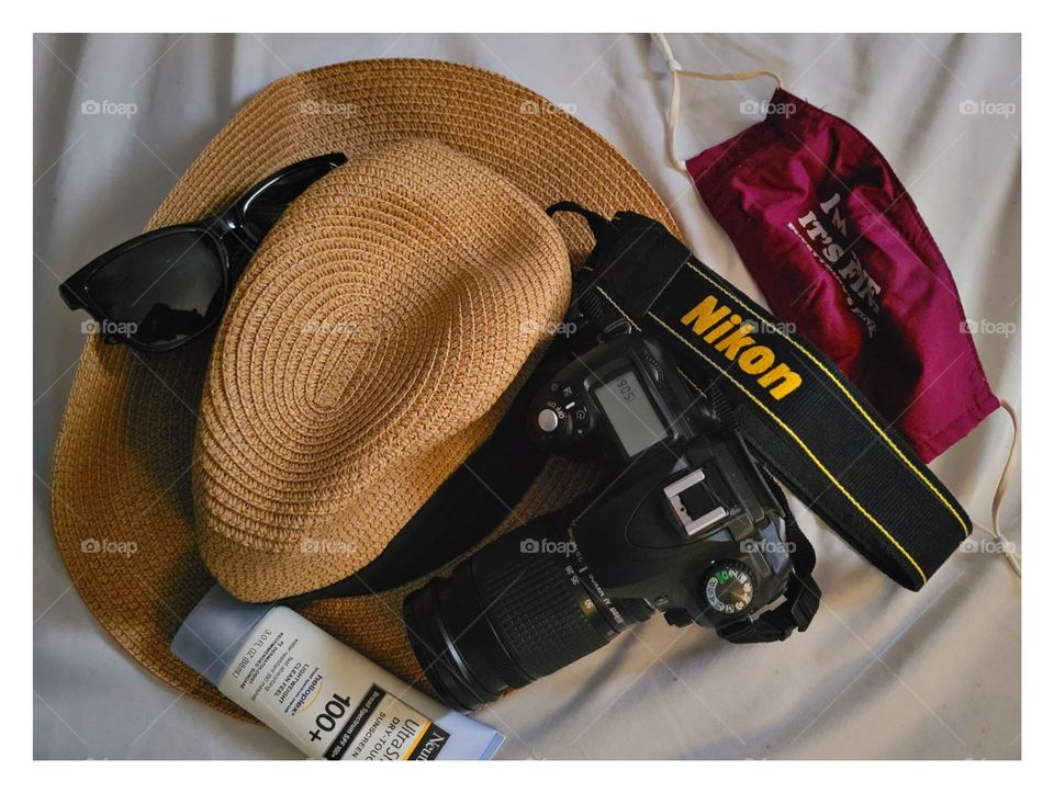 Summer photography flat lay