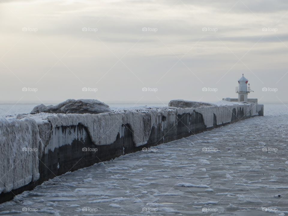 View of pier in winter day