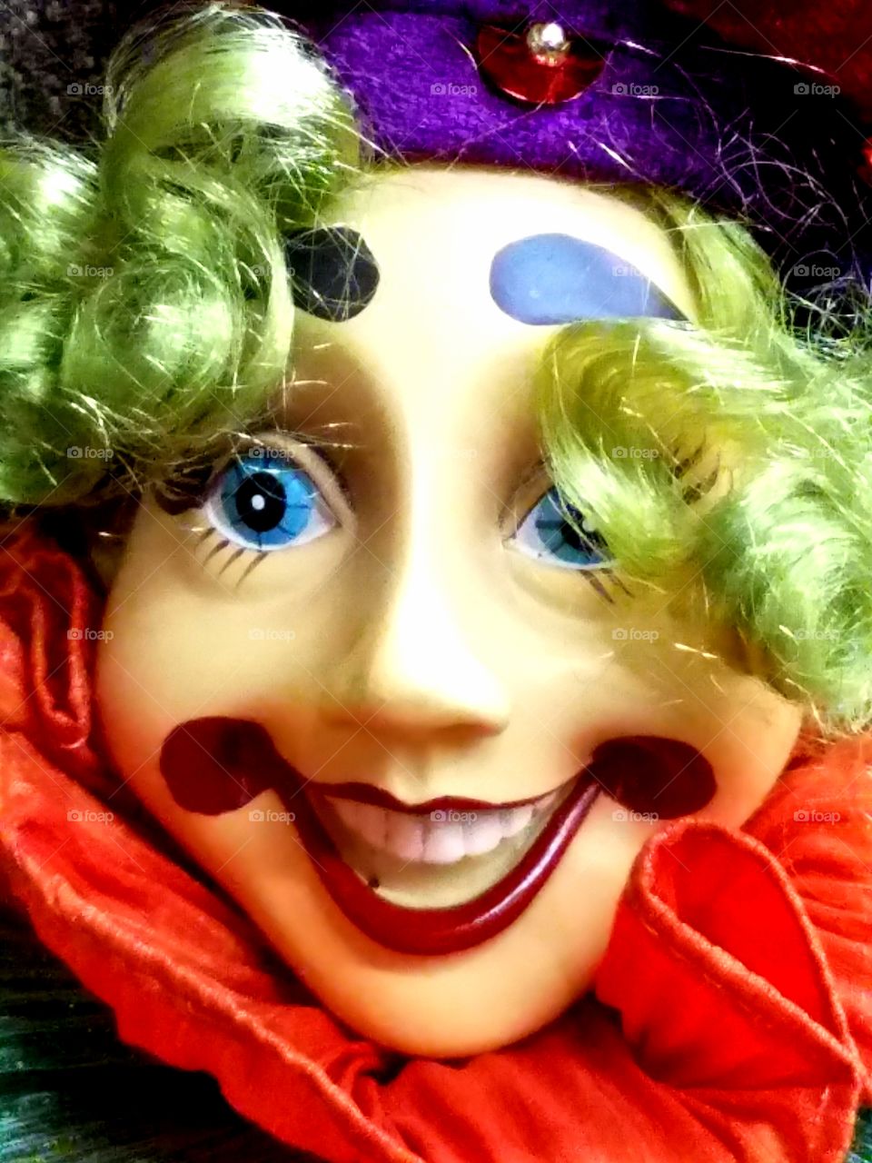 Close Up Face of Clown Figure