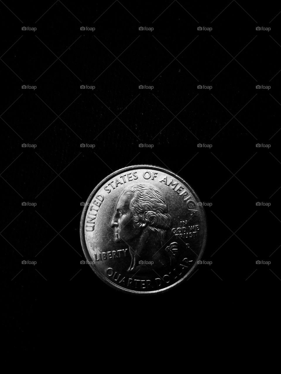 United States of America Quarter of a Dollar, in Black and White.