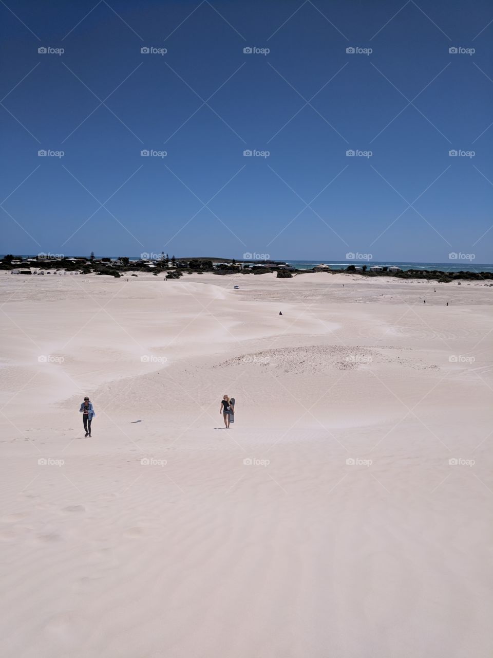 Sandboarding on the sand dunes in Lancelin, Western Australia