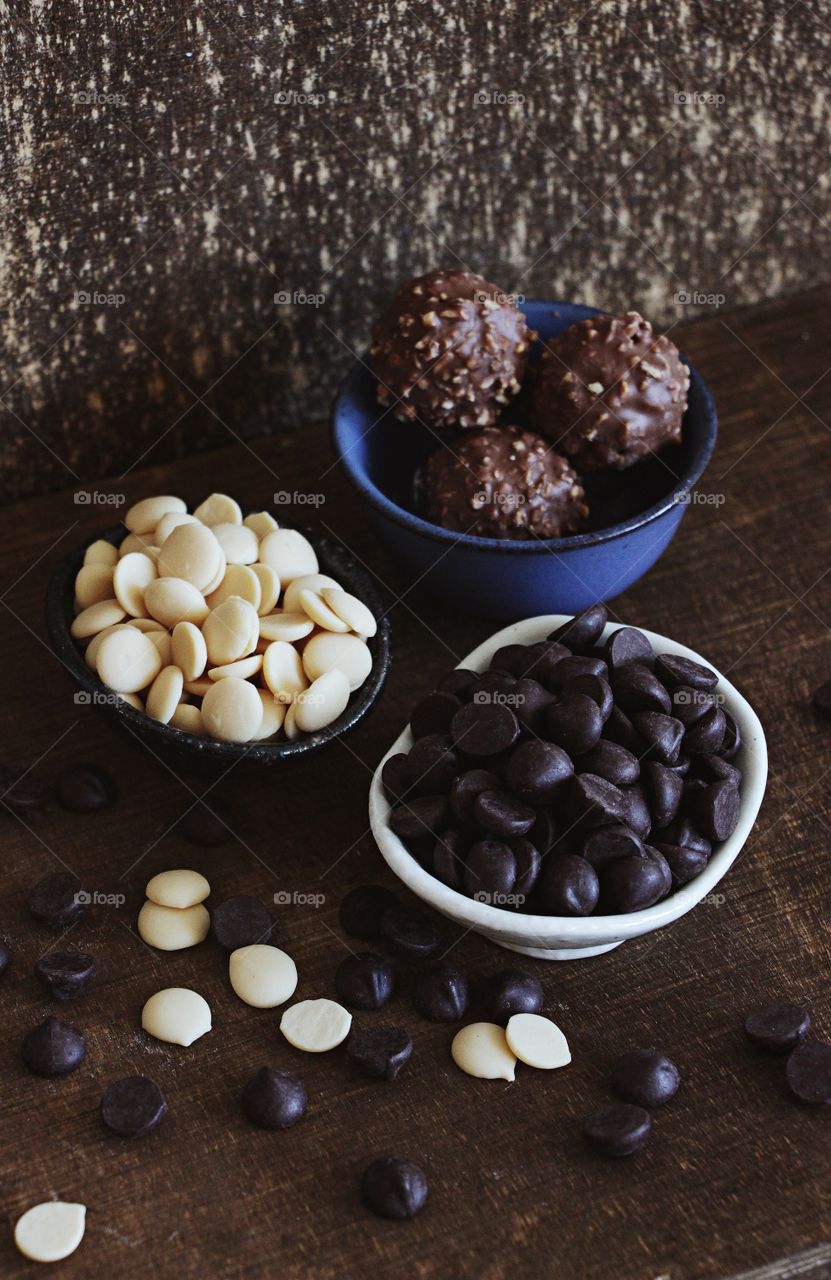 High angle view of chocolate on table