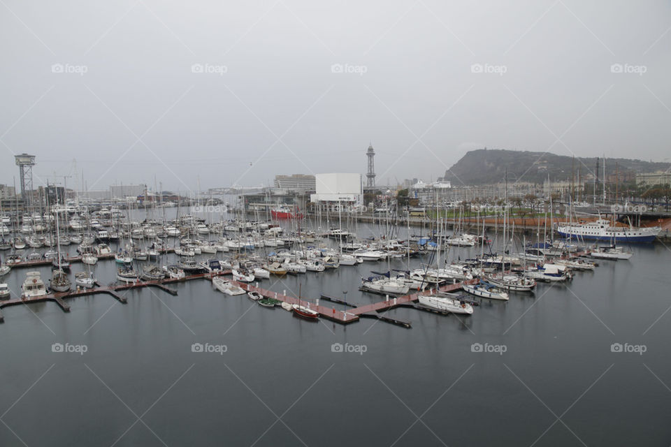 sea port barcelona ships by teodorico