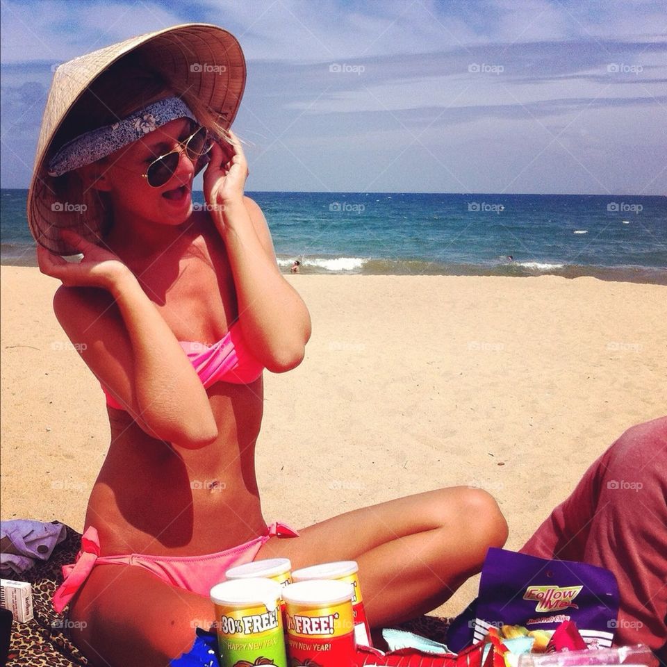 beach ocean girl happy by annabillger