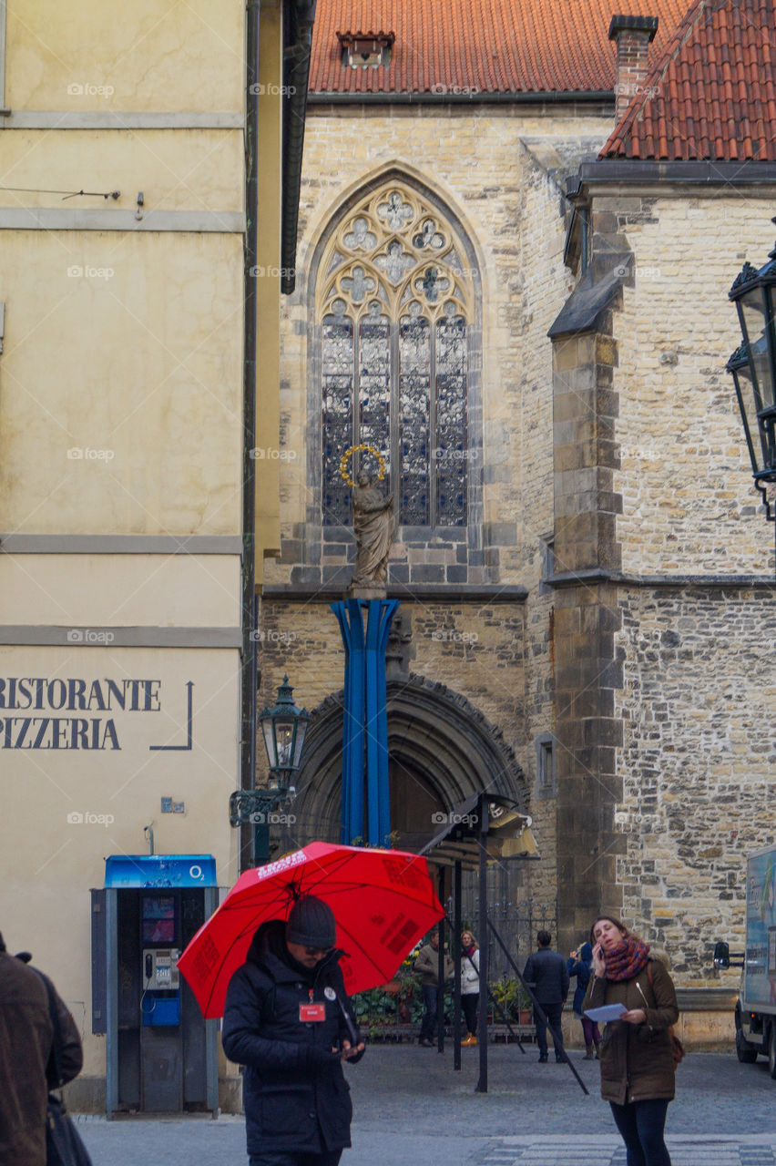 Man with umbrella