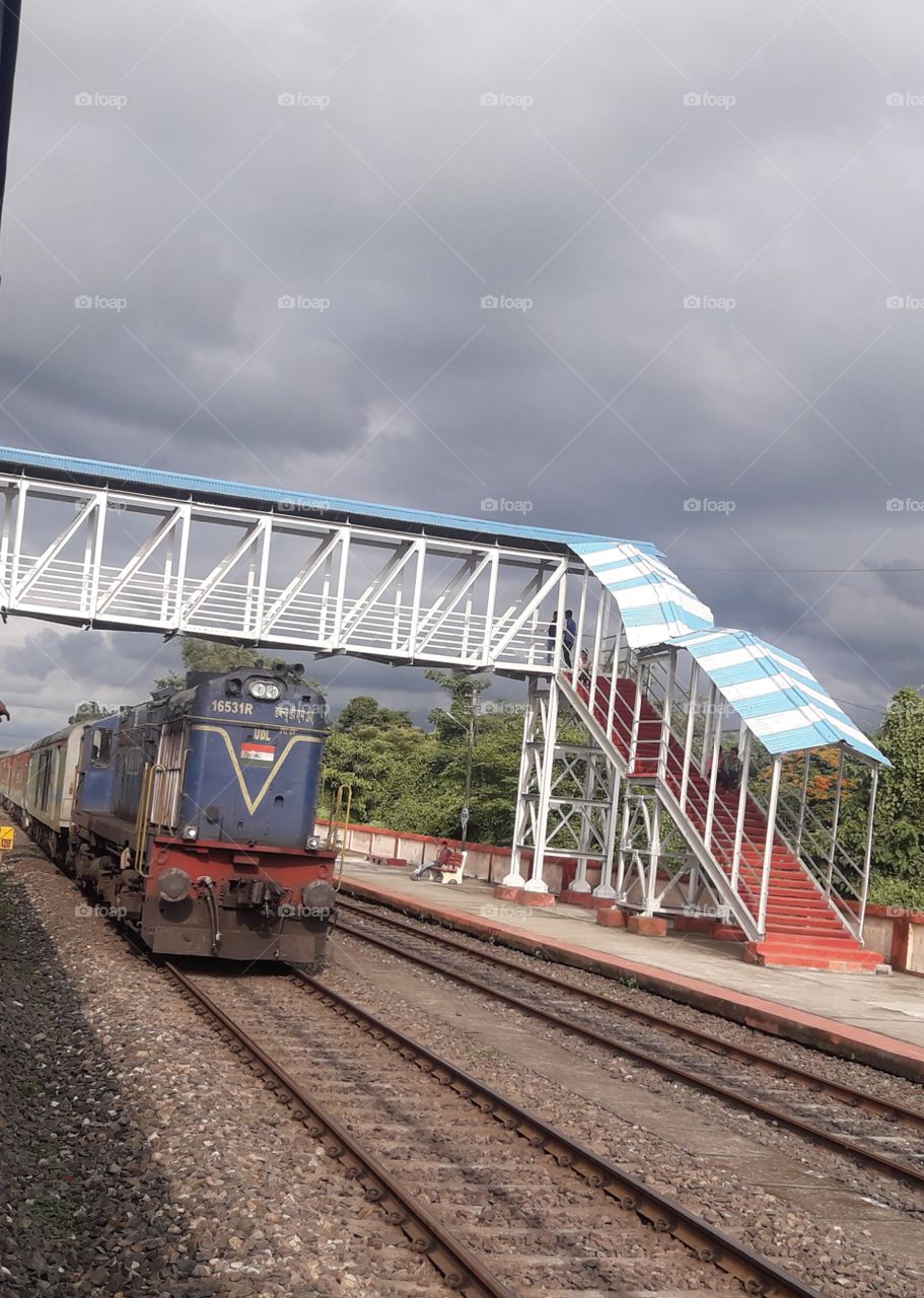 Beautiful View of Train standing at Railway Station,it is a picture clicked at Assam North-East ...Station Name is Barpeta Road Railway Station