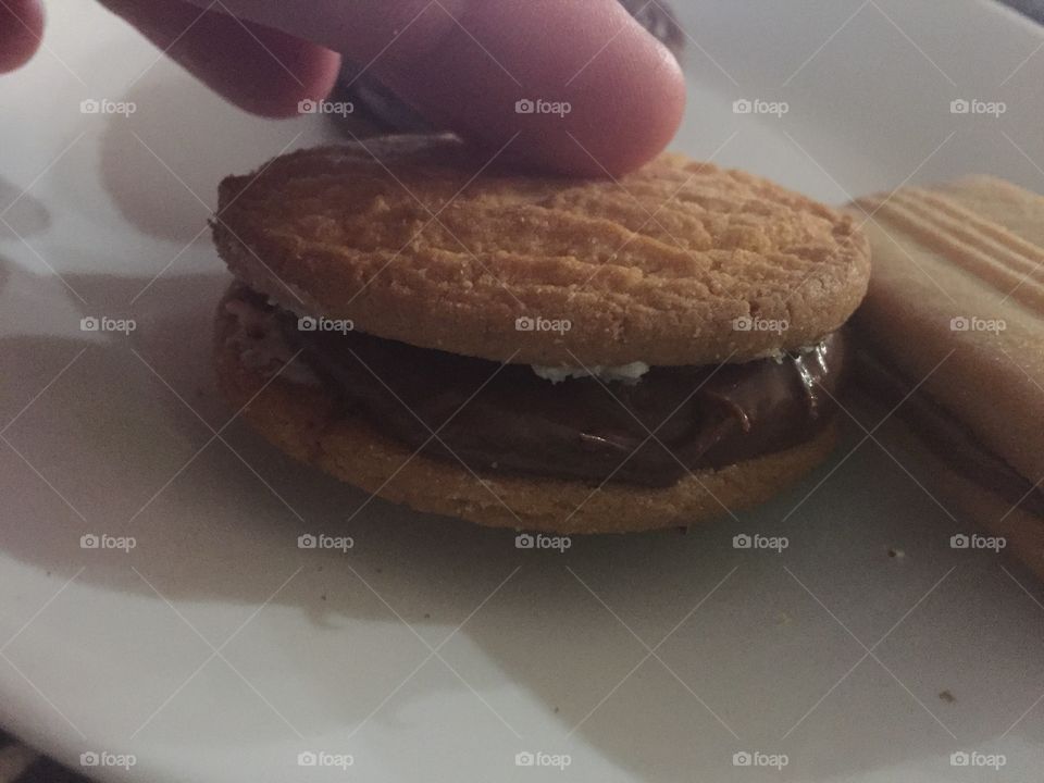 A common biscuit but filled with Nutella