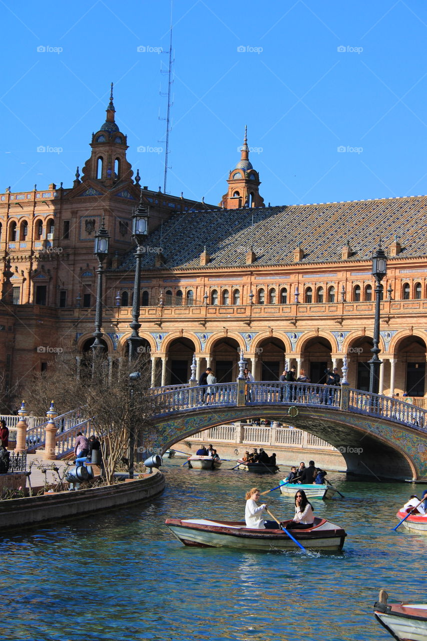 Seville, beautiful architecture, square of Spain