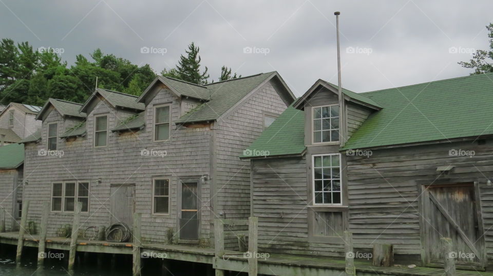 Old Fishing Shacks that are still charming and on the Leland river leading out to Lake Michigan