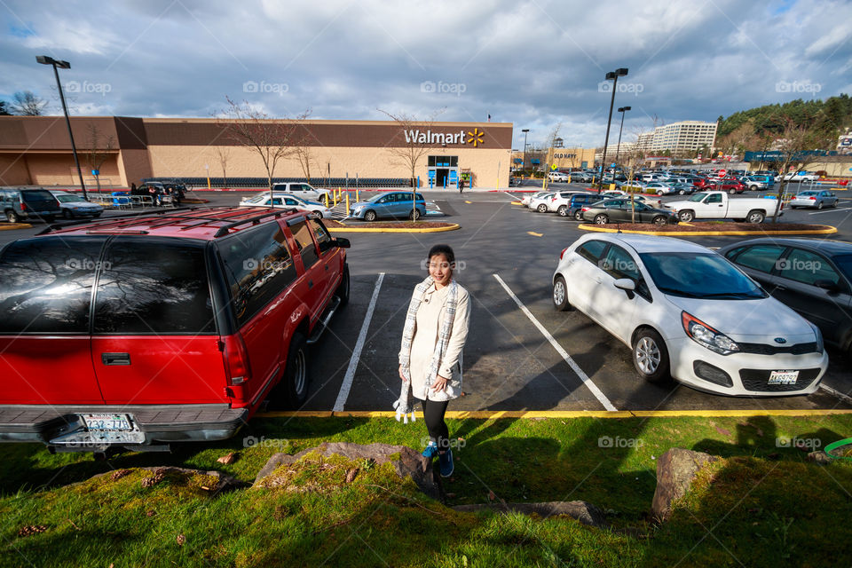 Girl in parking lot 