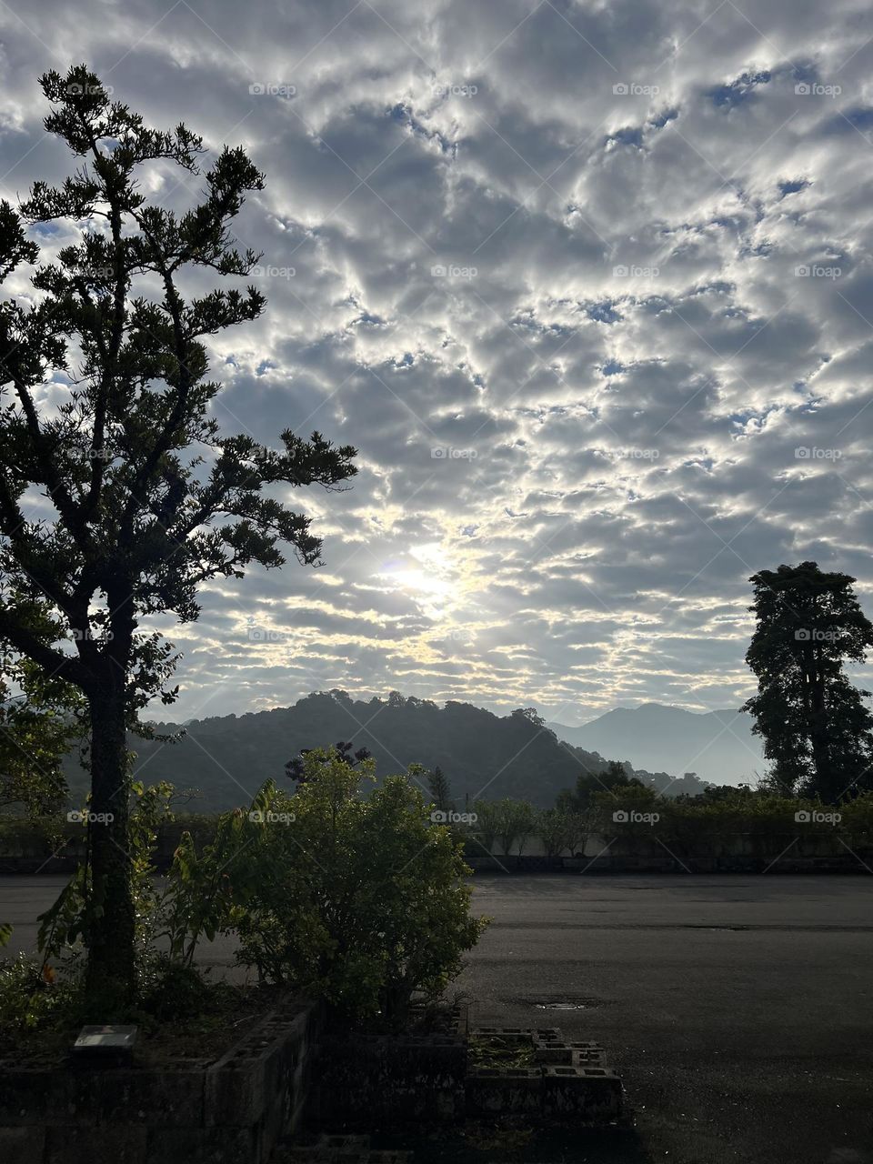 Mountain and the cloudy sky 