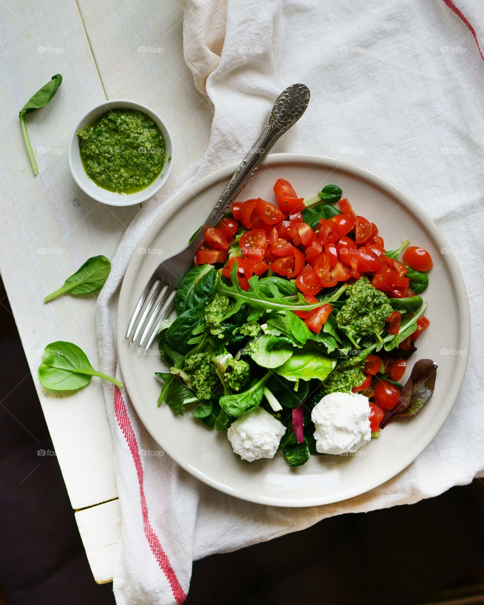 Healthy green salad in plate