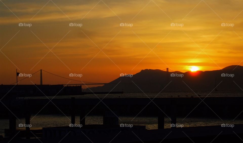 golden sunset in san Francisco,  California