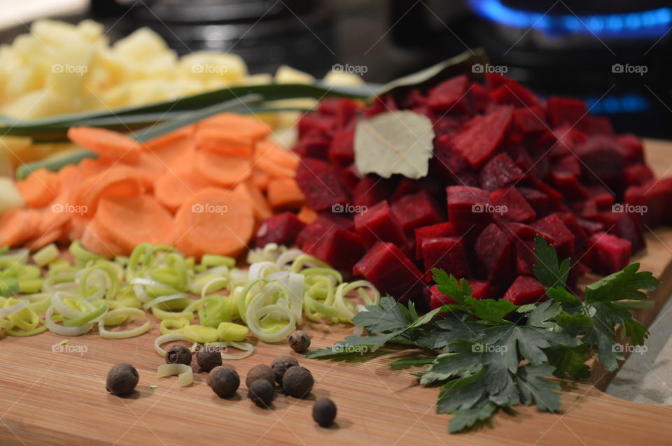 vegetables and spices to prepare a soup