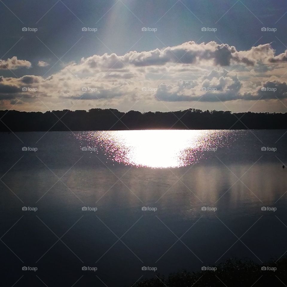 Overview of Lake. Evening lake view