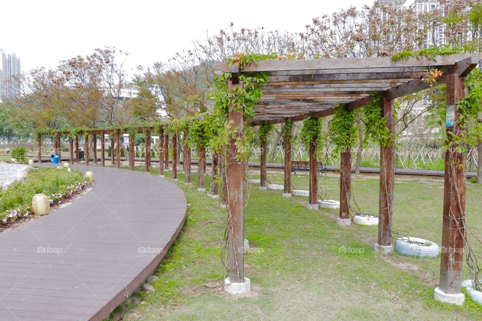 Structure, design, wooden, cloudy weather, park