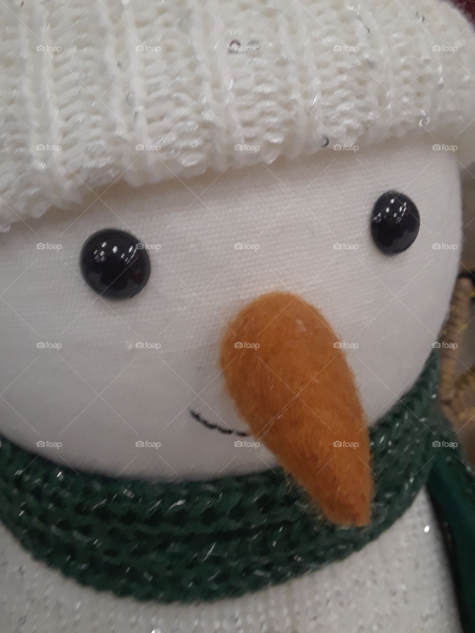 Plush Snowman Face Close Up