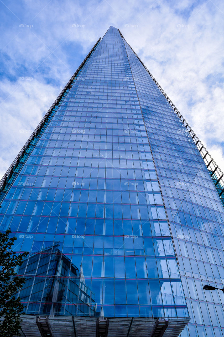The Shard. looking up at the shard building in London