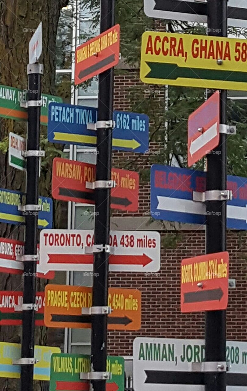 World City Distance Signs