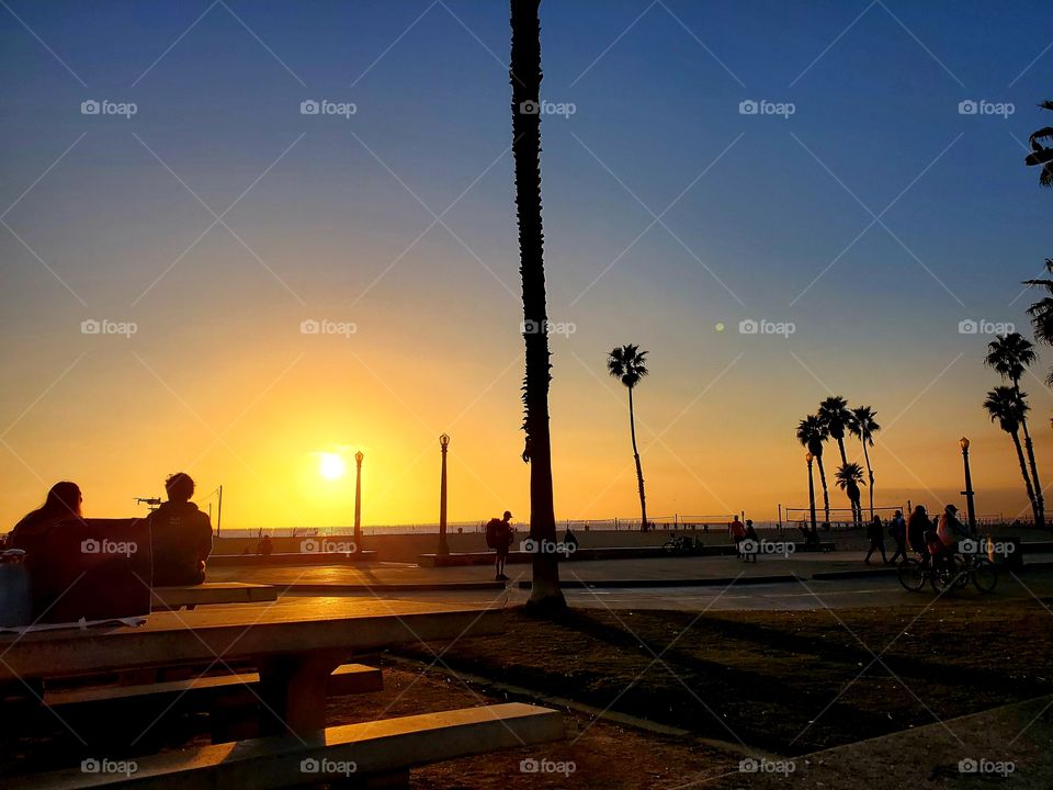 Venice Beach Sunset Silhouette
