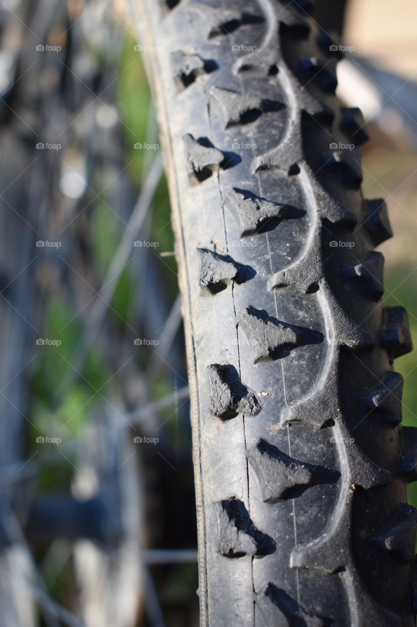 Close-up old bicycle tire