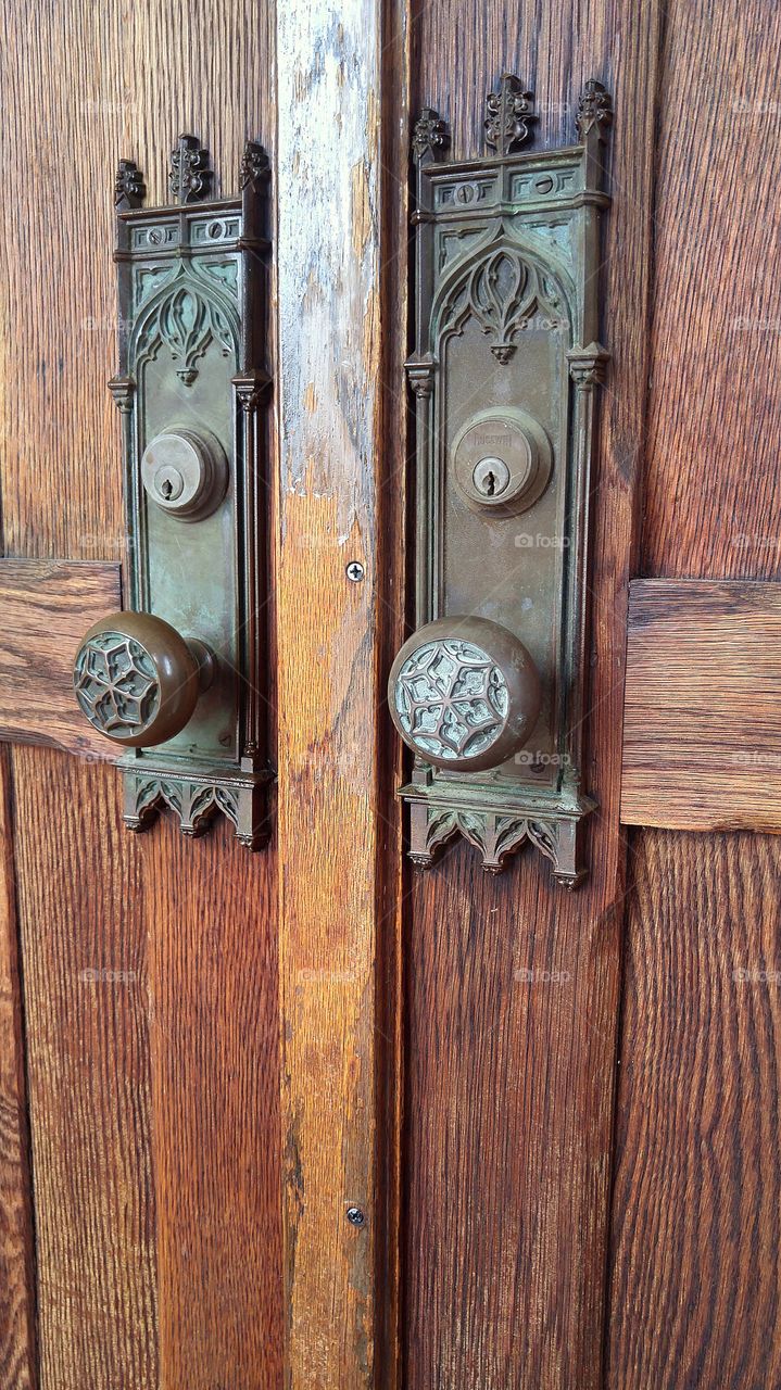 rustic patinated doorknobs